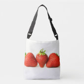 Drie aardbeien op witte cbbcnm crossbody tas (Voorkant)