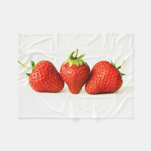 Drie aardbeien op witte FBCNM Fleece Deken (Voorkant (Horizontaal))