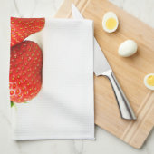 Drie aardbeien op witte kitcna theedoek (Quarter Fold)