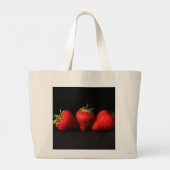 Drie aardbeien op zwart jtcnm grote tote bag (Achterkant)