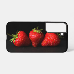 Drie aardbeien op zwart SGCNA Samsung Galaxy Hoesje