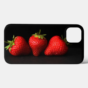 Drie aardbeien op zwarte iphcna Case-Mate iPhone case