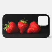 Drie aardbeien op zwarte iphcna Case-Mate iPhone case (Achterkant (horizontaal))