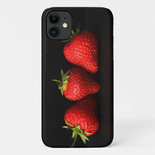 Drie aardbeien op zwarte iphcna Case-Mate iPhone case (Achterkant)