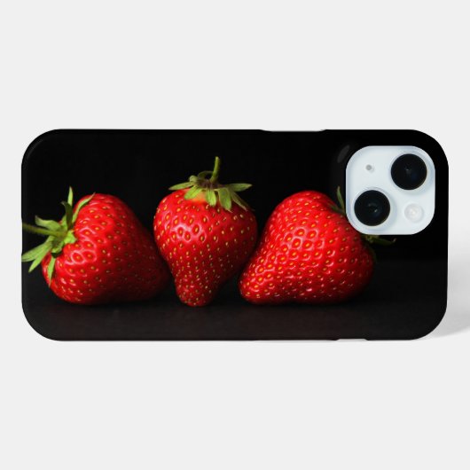 Drie aardbeien op zwarte iphcna Case-Mate iPhone case (Achterkant (horizontaal))