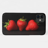 Drie aardbeien op zwarte iphcnm Case-Mate iPhone case (Achterkant (horizontaal))