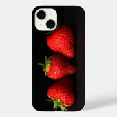Drie aardbeien op zwarte iphcnm Case-Mate iPhone case (Achterkant)