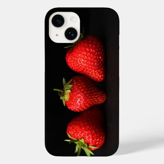 Drie aardbeien op zwarte iphcnm Case-Mate iPhone case (Achterkant)