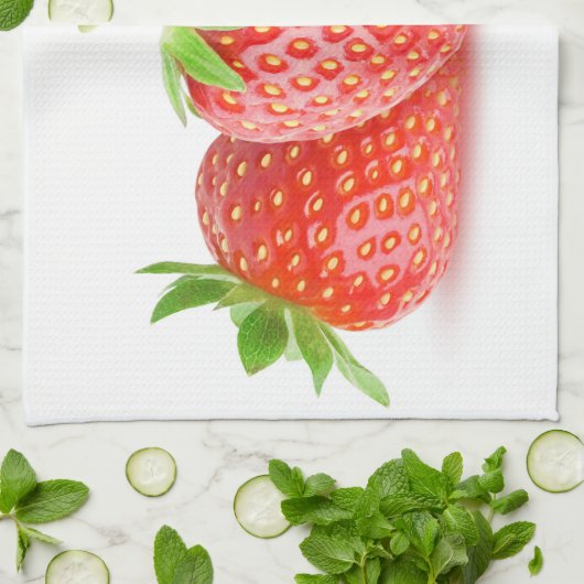 Drie aardbeien theedoek (Gevouwen)