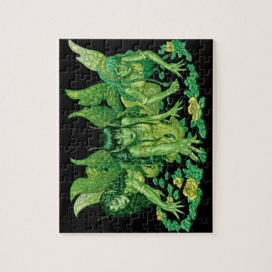 Drie Aarde Fairies Fantasy Art van Al Rio Legpuzzel (Verticaal)