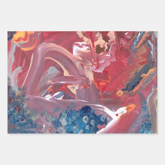 Drie abstracte acrylschilderijen inpakpapier vel (Voorkant 3)