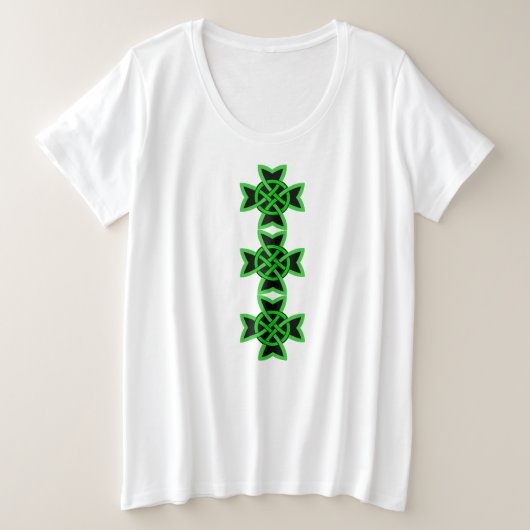 Drie Abstracte Keltische knoppen Heldergroen zwart Grote Maat T-shirt (Design voorkant)
