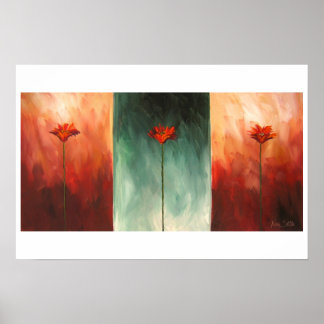 Drie Abstracte papavers Poster