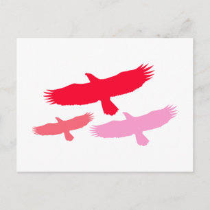 Drie adelaars vliegen (rood) briefkaart