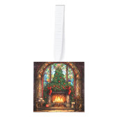 Drie Afbeelding Glas in lood kerst Decoratie (Voorkant)