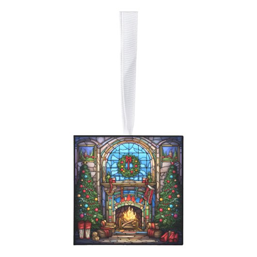 Drie Afbeelding Glas in lood kerst Decoratie (Rechts)