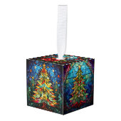 Drie Afbeelding Glas in lood kerst Decoratie (Voorkant hoekig)