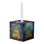 Drie Afbeelding Glas in lood kerst Decoratie (Achter hoekig)