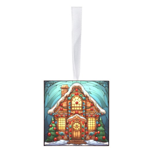 Drie Afbeelding Glas in lood Kerstkubus Ornament (Rechts)