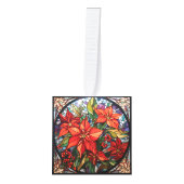 Drie Afbeelding Glas in lood Kerstkubus Ornament (Voorkant)