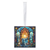 Drie Afbeelding Glas in lood Kerstkubus Ornament (Rechts)