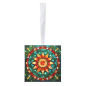 Drie Afbeelding Glas in lood Kerstkubus Ornament (Rechts)