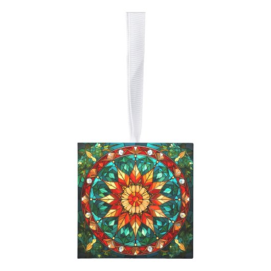 Drie Afbeelding Glas in lood Kerstkubus Ornament (Rechts)