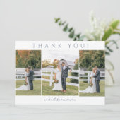 Drie Afbeelding moderne bloemenomtrek stoffig blau Bedankkaart (Staand voorkant)