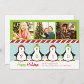 Drie afbeeldingen pinguïns voor vakantiefoto feestdagenkaart (Voorkant / Achterkant)