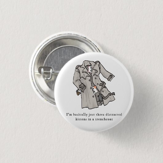 Drie afleidende Kittens in een trenchcoat Button (Voorkant /achterkant)