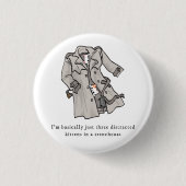 Drie afleidende Kittens in een trenchcoat Button (Voorkant)