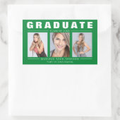 Drie Afstuderen Collage Green White Rechthoekige Sticker (Tas)