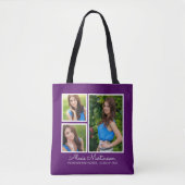 Drie Afstuderen foto's Jaar Paars Wit Tote Bag (Voorkant)