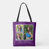 Drie Afstuderen foto's Jaar Paars Wit Tote Bag (Achterkant)