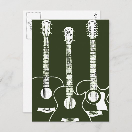 Drie akoestische gitaren briefkaart (Voorkant / Achterkant)