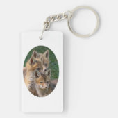 Drie Alert Fox Kits Sleutelhanger (achterkant)