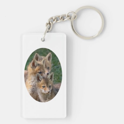 Drie Alert Fox Kits Sleutelhanger (achterkant)