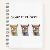 Drie alpaca's in waterverf, aanpasbaar notitieboek (Voorkant)