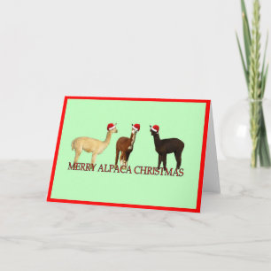 Drie alpaca's met kerst feestdagen kaart