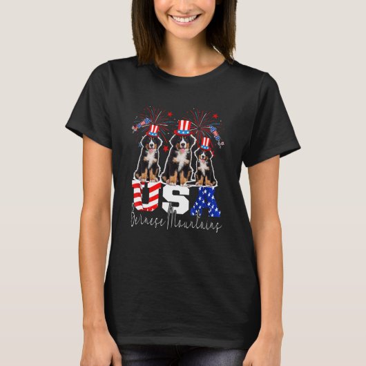 Drie Amerikaanse Berner Bergen Amerikaanse vlag Pe T-shirt (Voorkant)
