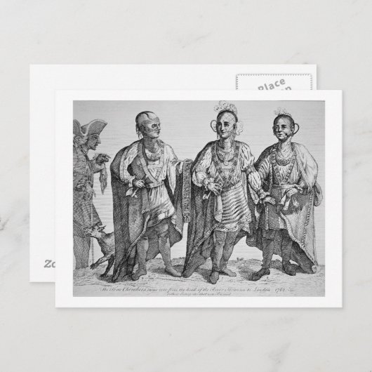 Drie Amerikaanse Cherokee Chiefs, 1762 (graving) Briefkaart (Voorkant / Achterkant)