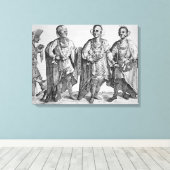 Drie Amerikaanse Cherokee Chiefs, 1762 (graving) Canvas Afdruk (Insitu (Houten vloer))