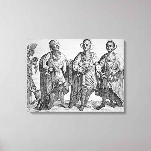 Drie Amerikaanse Cherokee Chiefs, 1762 (graving) Canvas Afdruk (Voorkant)