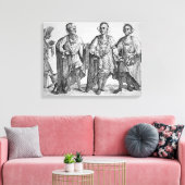 Drie Amerikaanse Cherokee Chiefs, 1762 (graving) Canvas Afdruk (Insitu (Woonkamer))