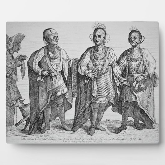 Drie Amerikaanse Cherokee Chiefs, 1762 (graving) Fotoplaat (Voorkant)