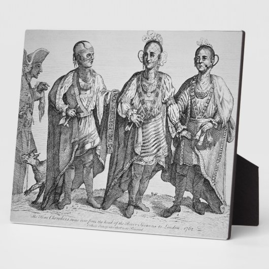 Drie Amerikaanse Cherokee Chiefs, 1762 (graving) Fotoplaat (Zijkant)