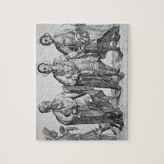 Drie Amerikaanse Cherokee Chiefs, 1762 (graving) Legpuzzel (Verticaal)