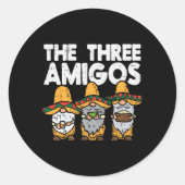 Drie Amerikaanse Mexicaanse nomes Cute Cinco de Ma Ronde Sticker (Voorkant)