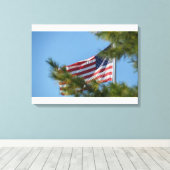 Drie Amerikaanse mini vlaggen Canvas Afdruk (Insitu (Houten vloer))