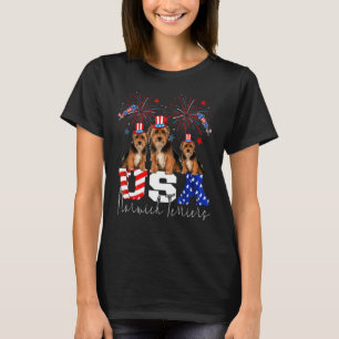 Drie Amerikaanse Norwich Terriers American Flag Pe T-shirt